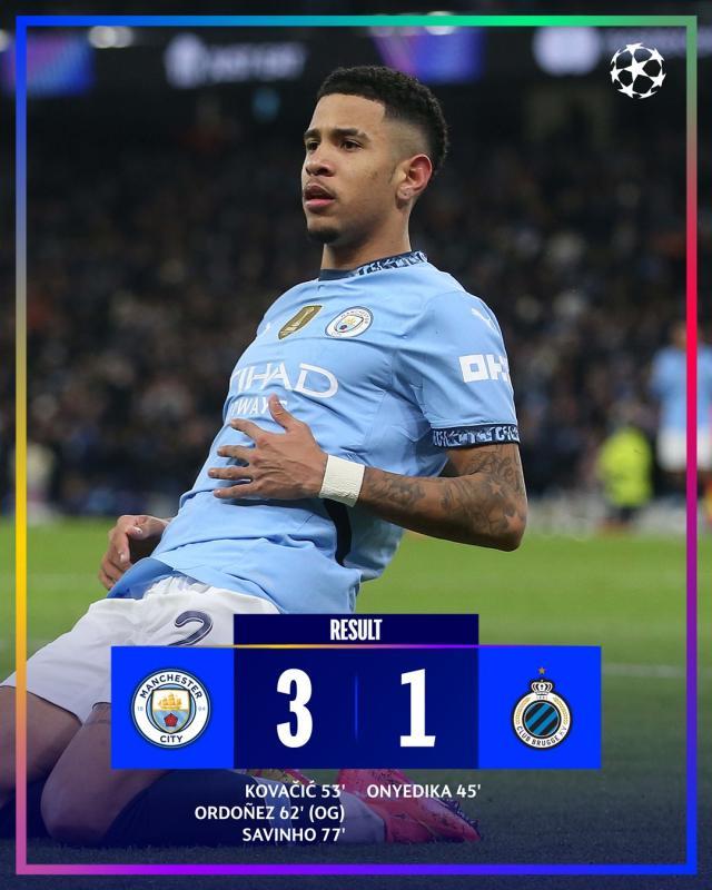 注册奖励-【欧冠】曼城3比1逆转布鲁日成功晋级，科瓦契奇破门